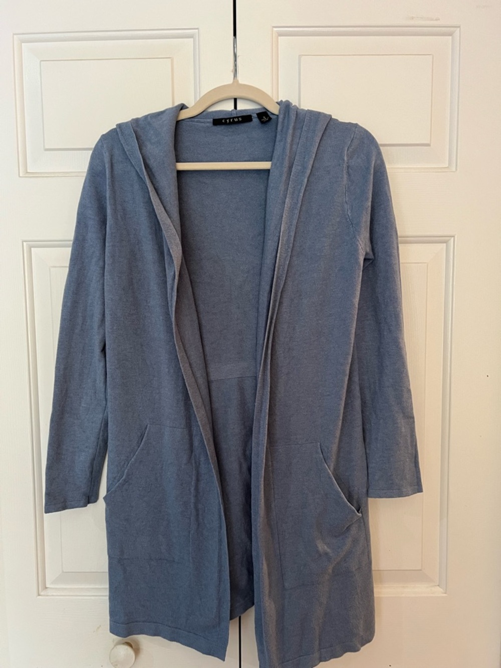 Cyrus Light Blue Knit Hooded Open-Front Women's Cardigan Size S